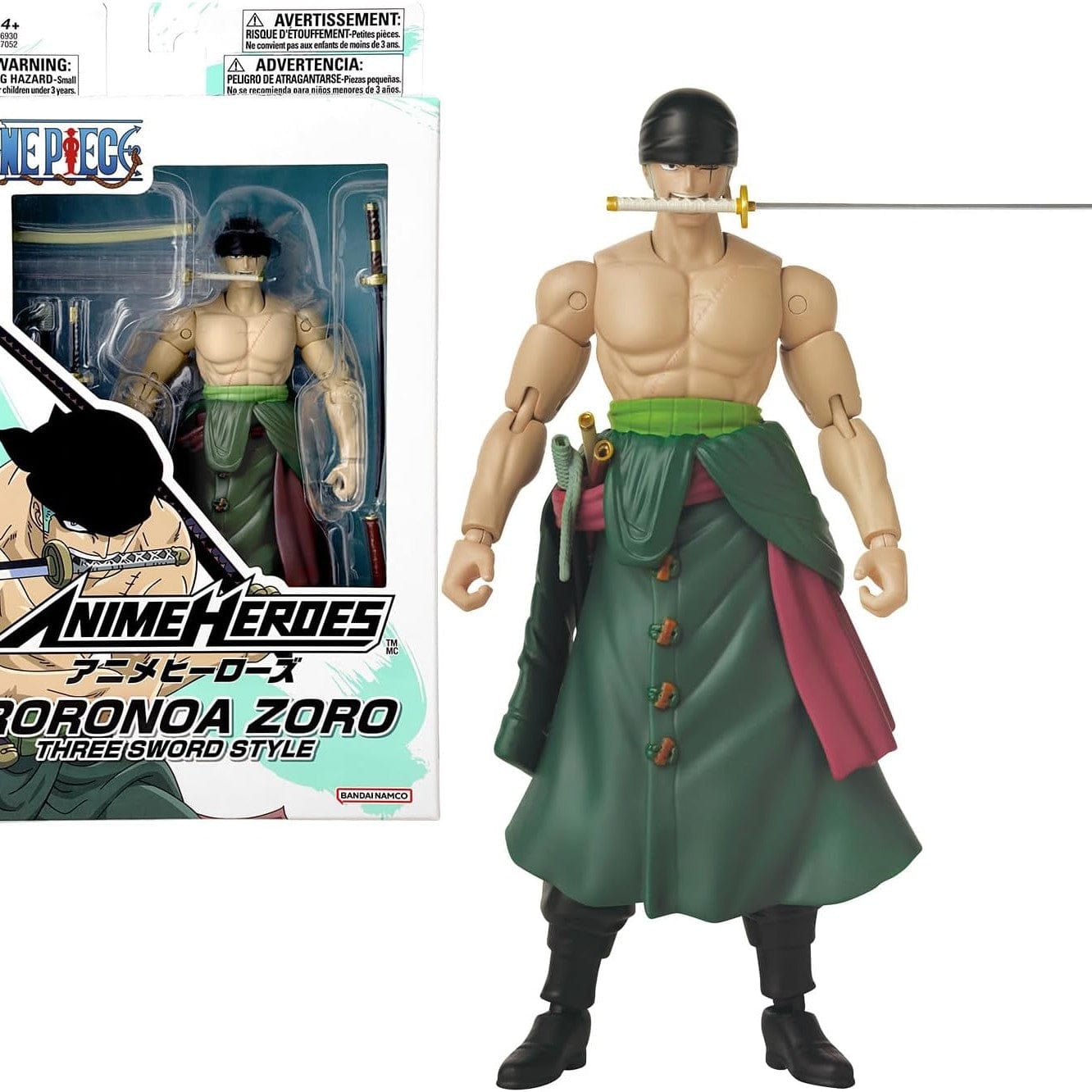 One Piece Anime Heroes 17cm Articulated Action Figure  - Roronoa Zoro 3 Swords Style 3296580370528