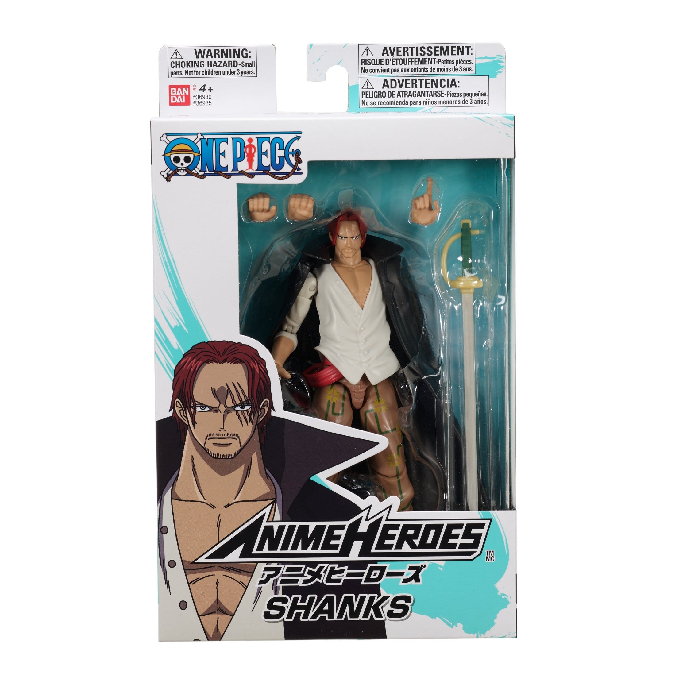 One Piece Anime Heroes Shanks Action Figure with Sword Accessory for Collectors Premium Display Piece by Bandai UK 3296580369355