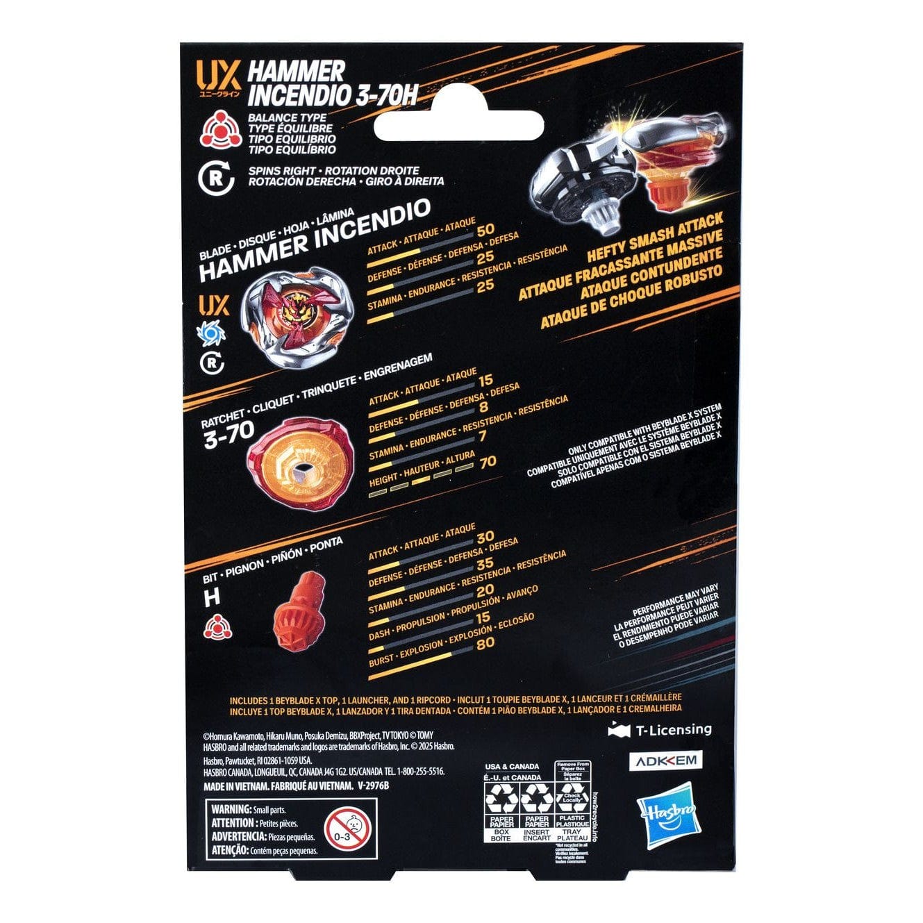 Beyblade Hammer Incendio 3-70H UX Starter Pack Set 5010996298188