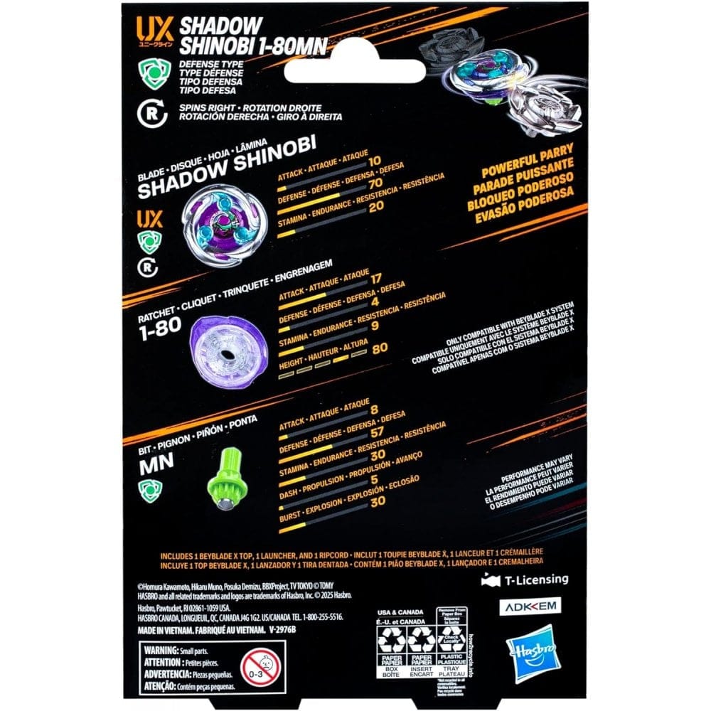 Beyblade x Shadow Shinobi 1-80MN UX Starter Pack Set 5010996295088