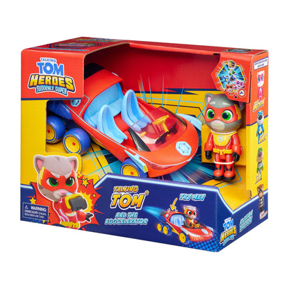 Talking Tom Heroes Suddenly Super 4-Inch Tom Figure and Car Set 4897147660091