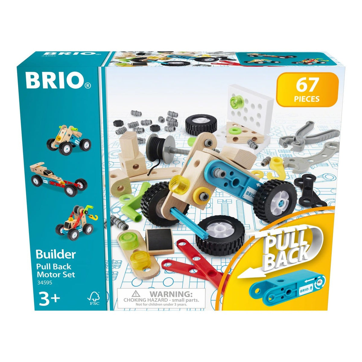 Brio Builder Pullback Motor Set Battery Free 67 Piece BRIO Builder Creations 34595 7312350345957
