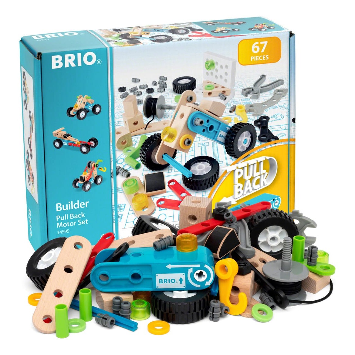 Brio Builder Pullback Motor Set Battery Free 67 Piece BRIO Builder Creations 34595 7312350345957