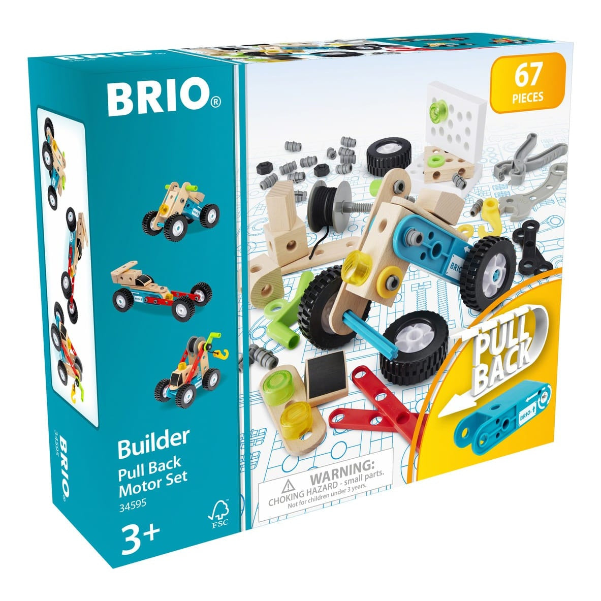 Brio Builder Pullback Motor Set Battery Free 67 Piece BRIO Builder Creations 34595 7312350345957