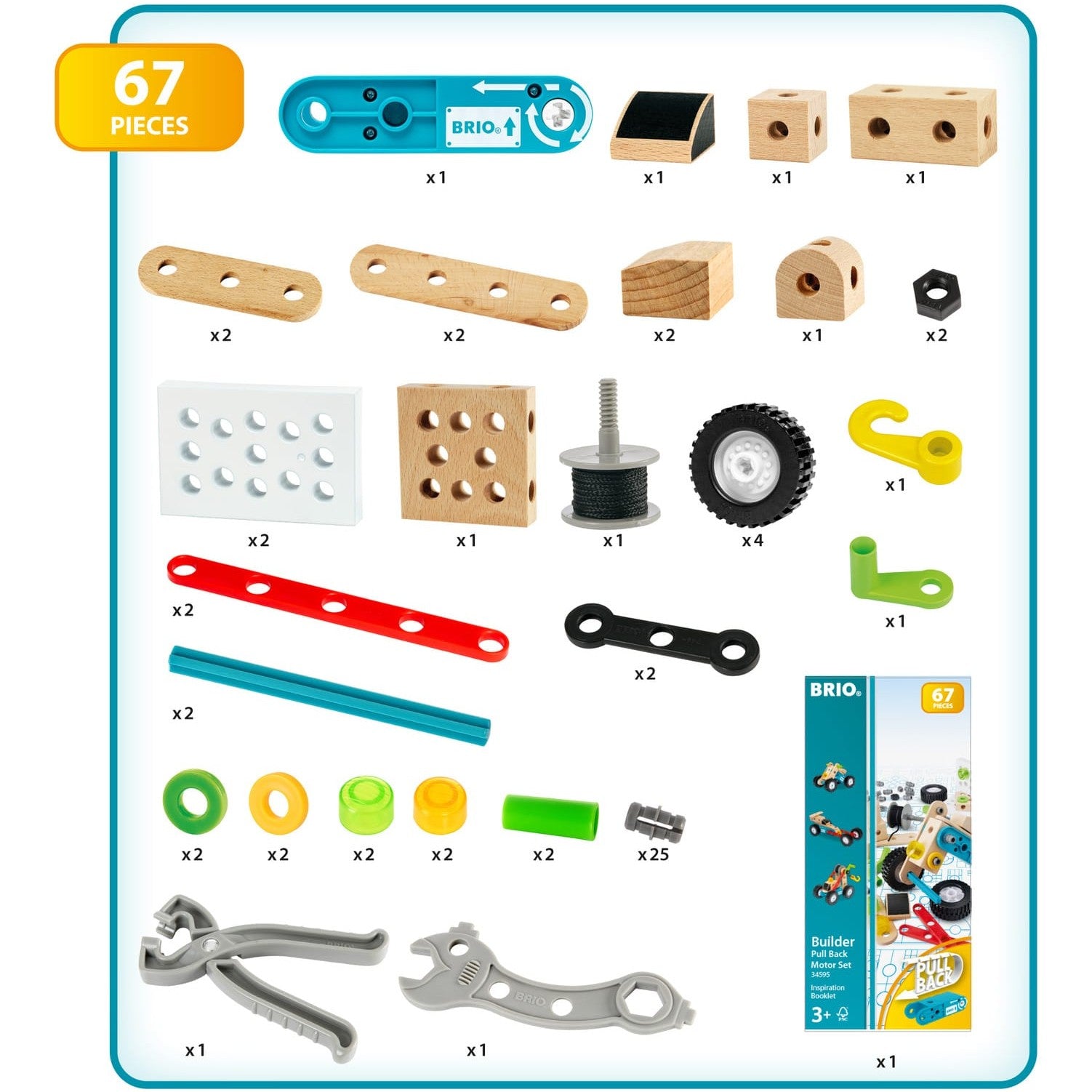 Brio Builder Pullback Motor Set Battery Free 67 Piece BRIO Builder Creations 34595 7312350345957