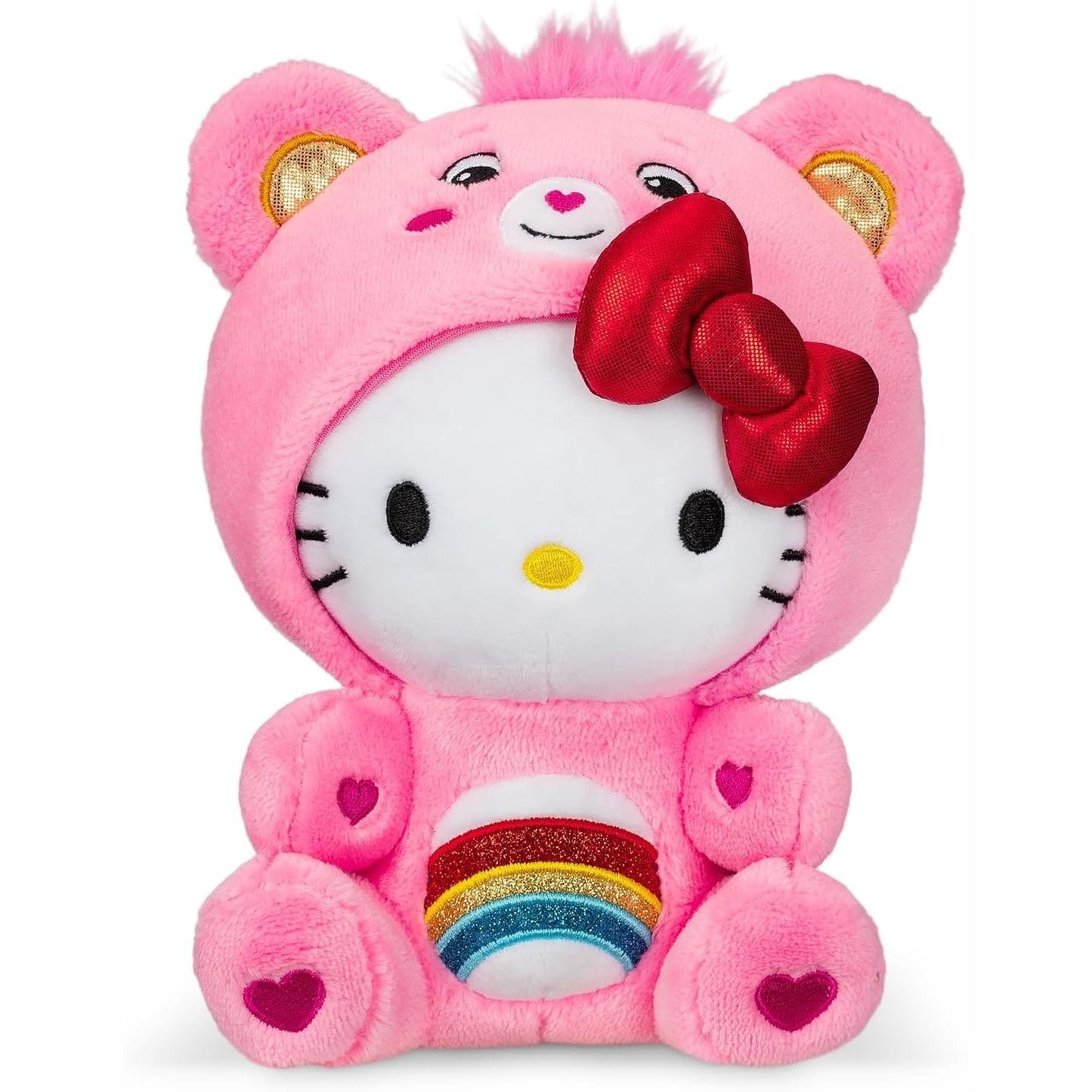 Care Bears 22cm Plush – Hello Kitty as Cheer Bear, Sanrio Soft Toy 885561227017