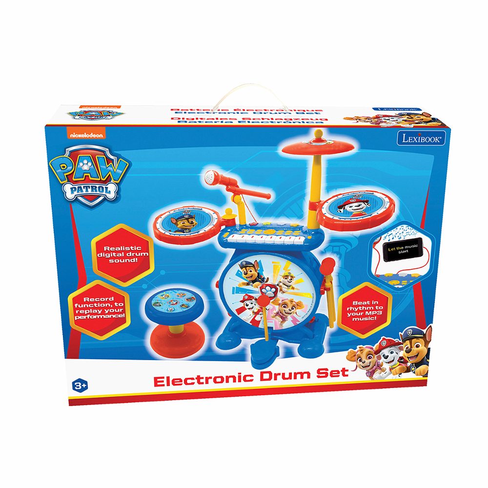 Lexibook Paw Patrol Electronic Drum Set with Seat