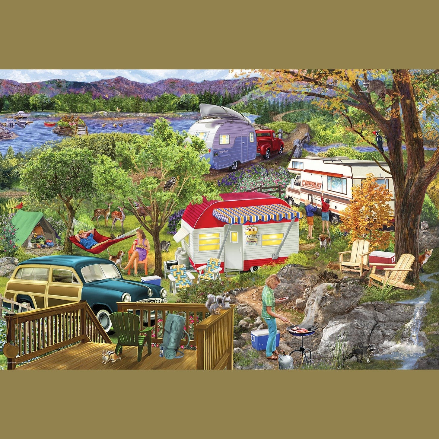 Eurographics Camping Trailer Caravan Collectable Tin 550 Piece Smart Cut Jigsaw Puzzle 628136659949