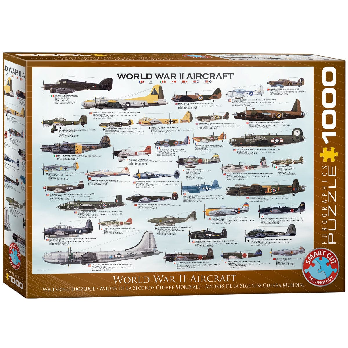 Eurographics World War II Aircraft 1000 Piece Smart Cut Jigsaw Puzzle 628136600750