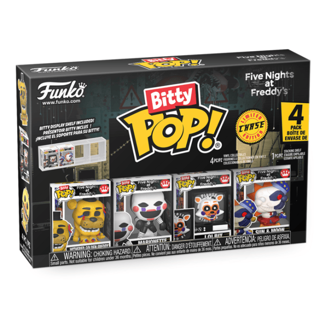 Bitty Pop! - FNAF - Withered Golden Freddy 4 Pack Withered Golden Freddy, Marionette, Lolbit (Choose your Chase)