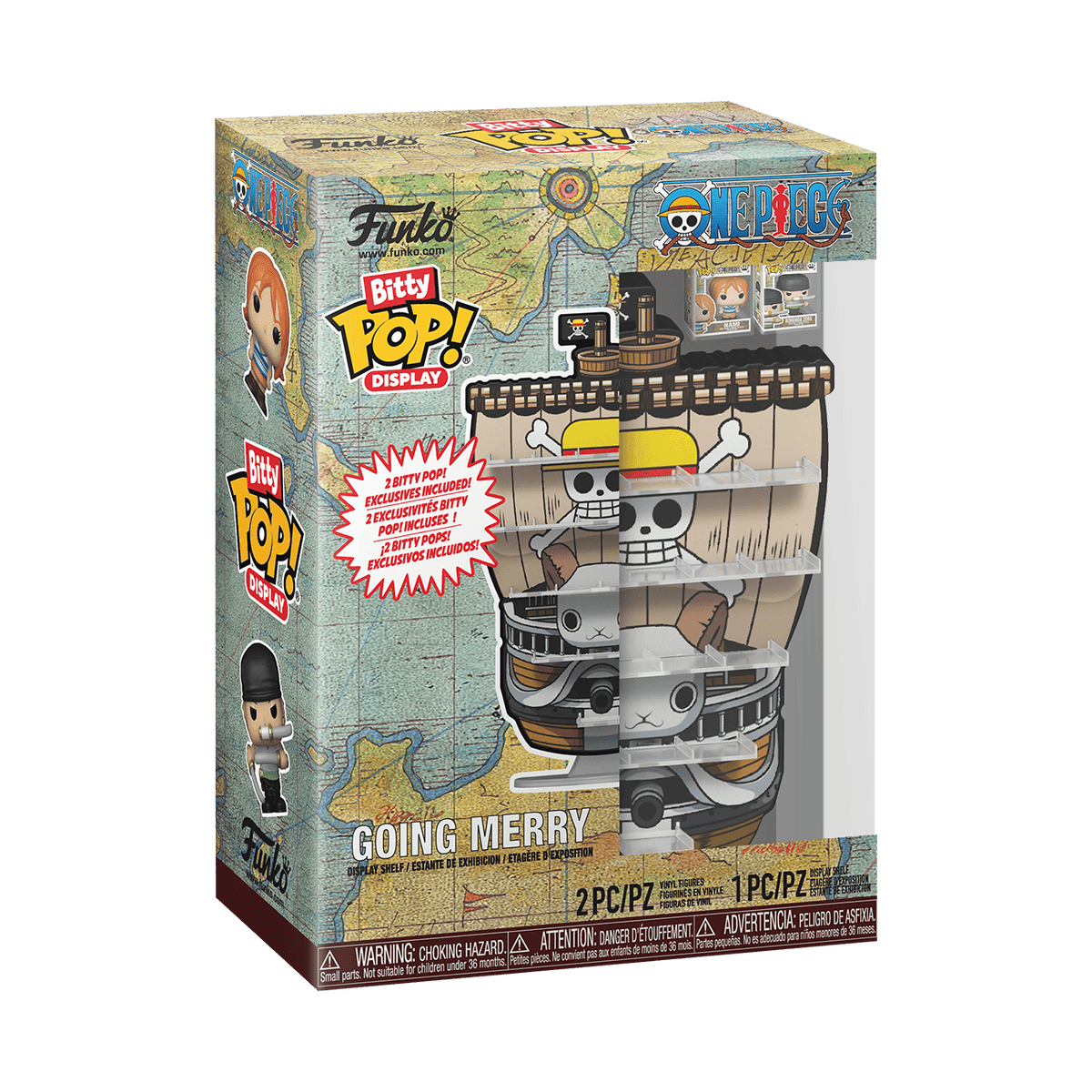 Funko Bitty POP! One Piece Going Merry Display Shelf with Nami and Roronoa Zoro 889698929646