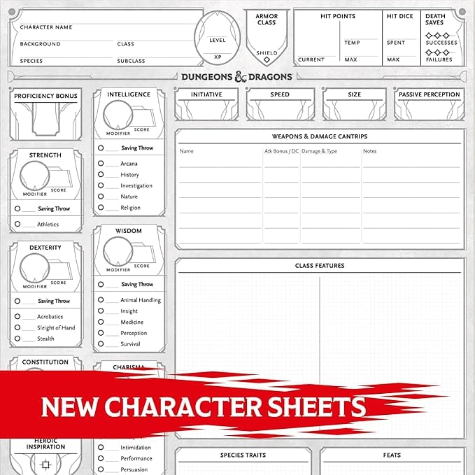 Dungeons & Dragons 2024 Character Sheets 9780786969807