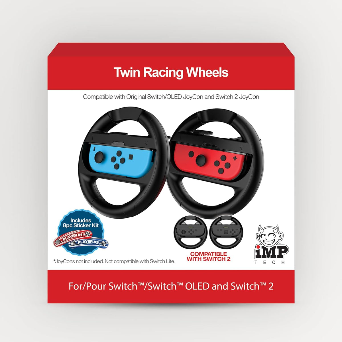 iMP Tech Twin Steering Wheel Pack with Sticker Kit for Nintendo Switch & Switch 2