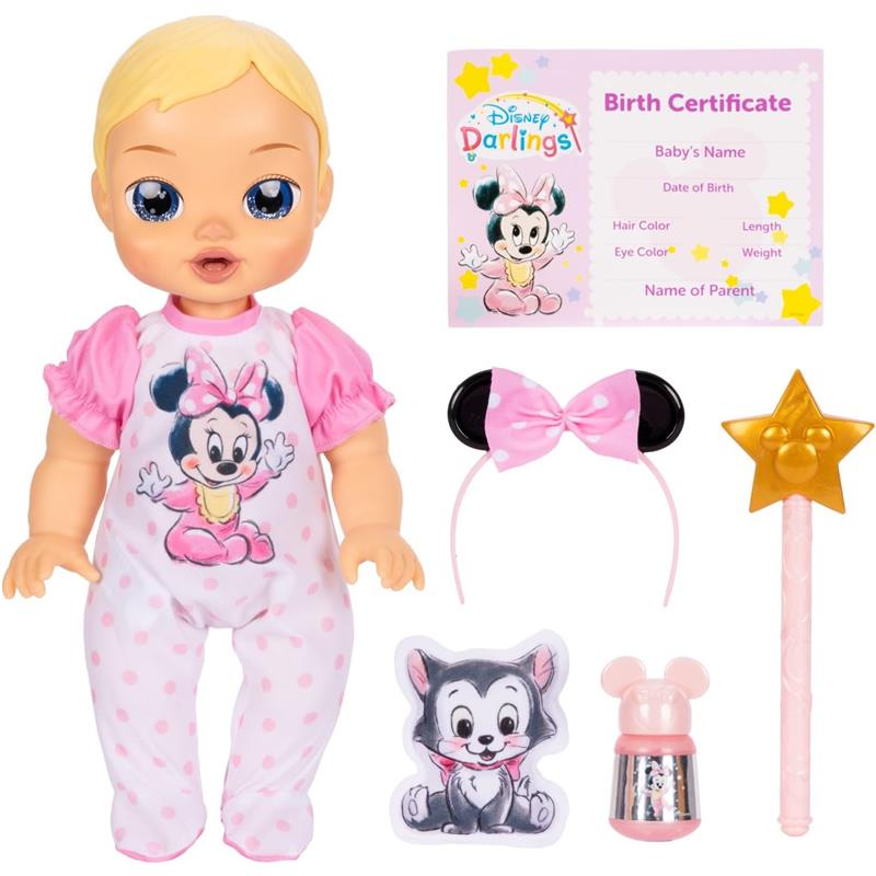 Disney Darlings Minnie Mouse Interactive Baby Doll with Blonde Hair Soft Toy