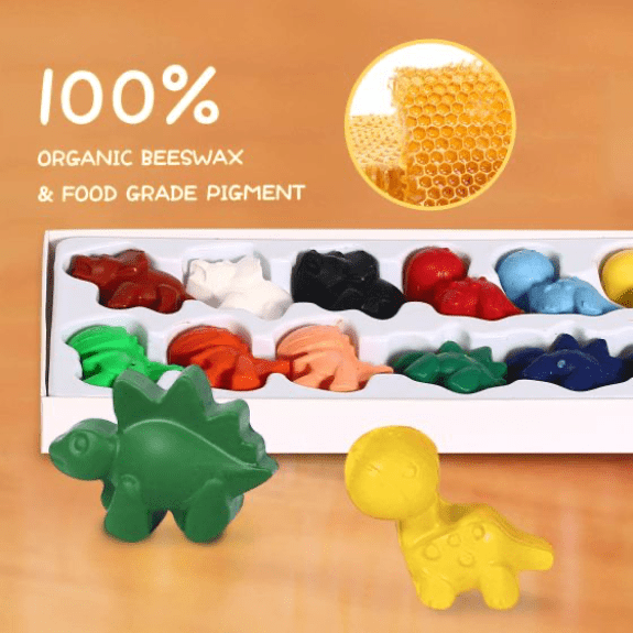 Jar Melo's Colour Dinosaurs 12 Colours Beeswax Crayon 5060462692989
