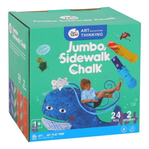 Jar Melo's Jumbo Washable Sidewalk 24 Colours Chalk With 2 Holders 5060462690909