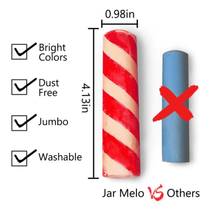 Jar Melo's Jumbo Washable Sidewalk 24 Colours Chalk With 2 Holders 5060462690909
