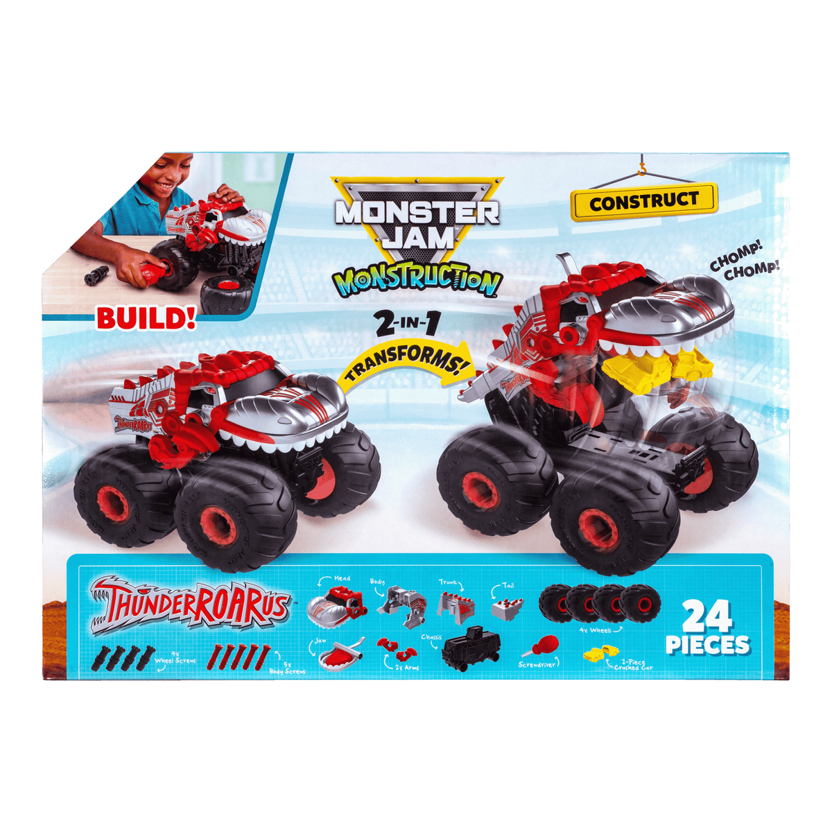 Monster Jam Turbo Shift ThunderROARus 10-Inch Transforming Buildable Truck