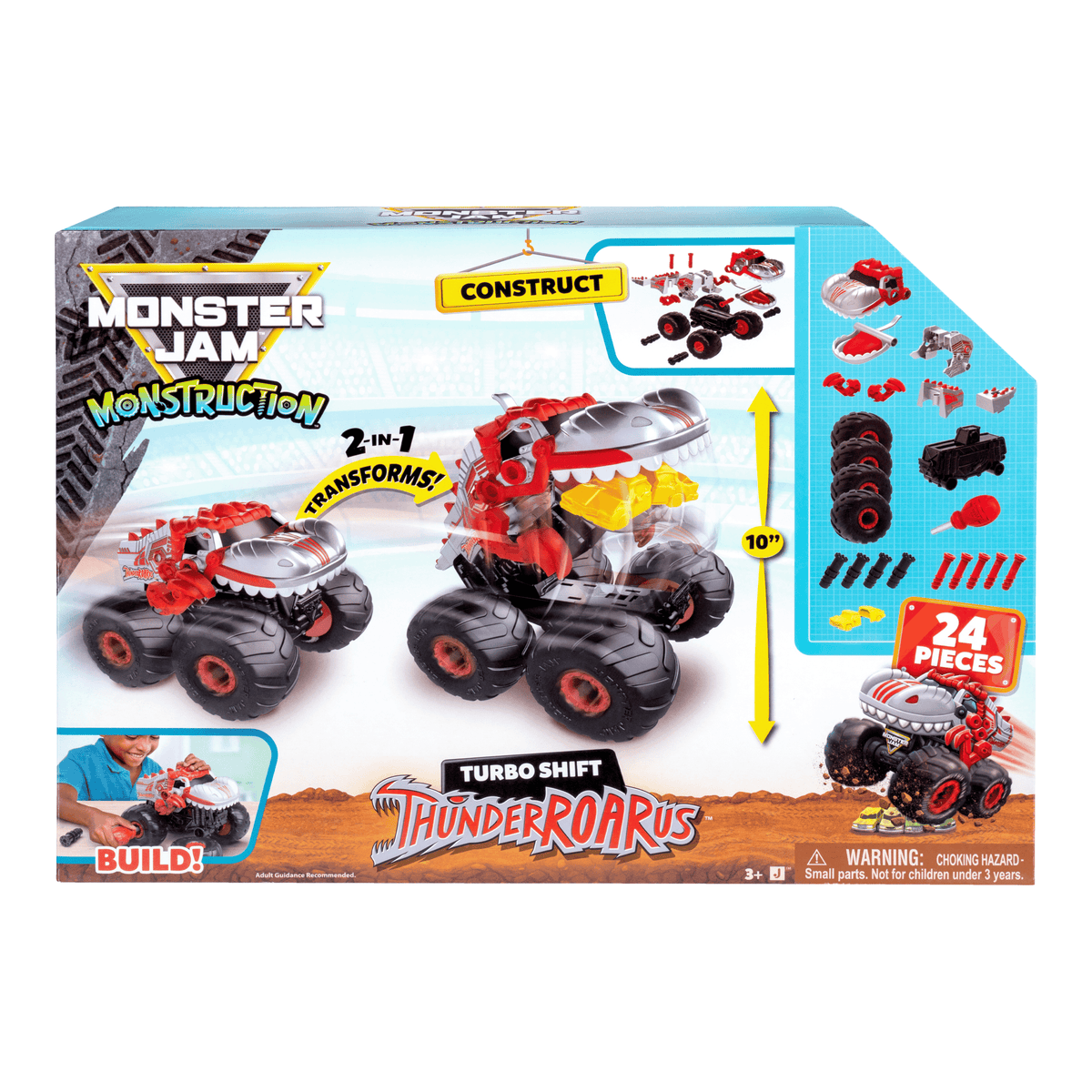 Monster Jam Turbo Shift ThunderROARus 10-Inch Transforming Buildable Truck