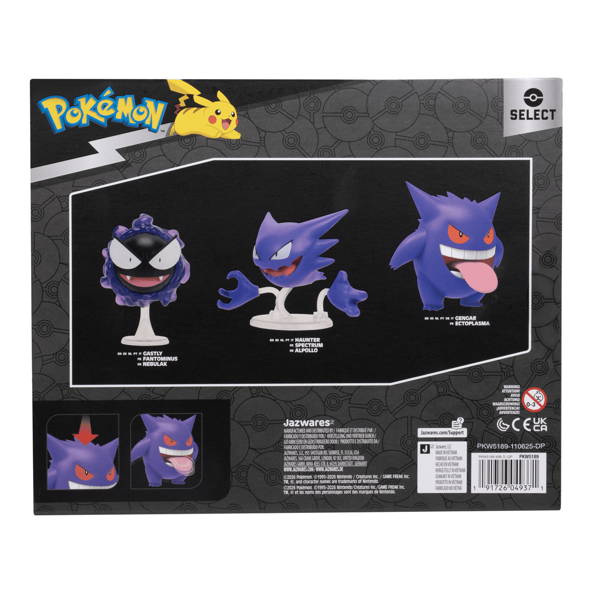 Pokémon Select Evolution Multipack Gastly, Haunter & Gengar Figures 191726049371