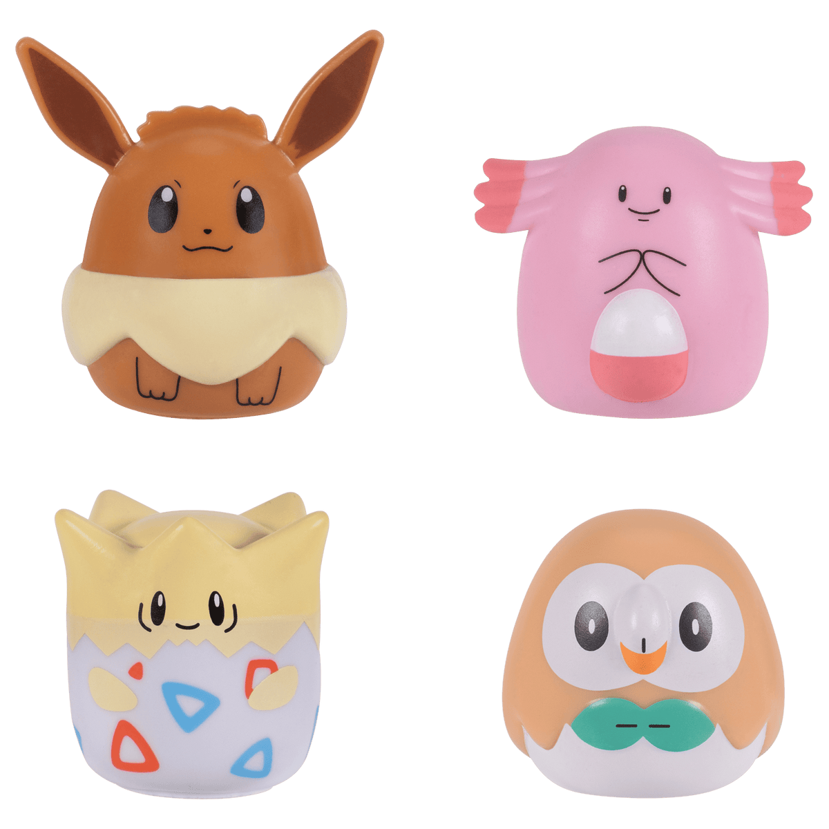 Pokémon Squish-a-longs 4-Pack – Eevee, Chansey, Togepi & Rowlet