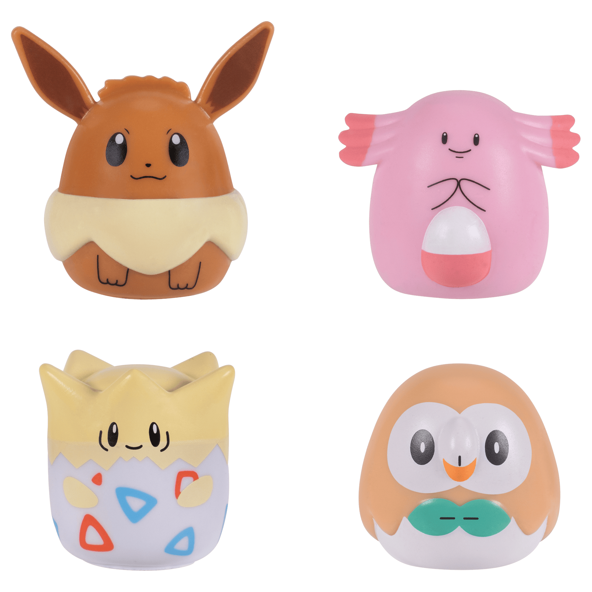Pokémon Squish-a-longs 4-Pack – Eevee, Chansey, Togepi & Rowlet
