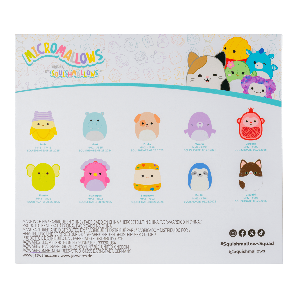 Squishmallows Micromallows 2.5-Inch Plush 10-Pack 191726902737