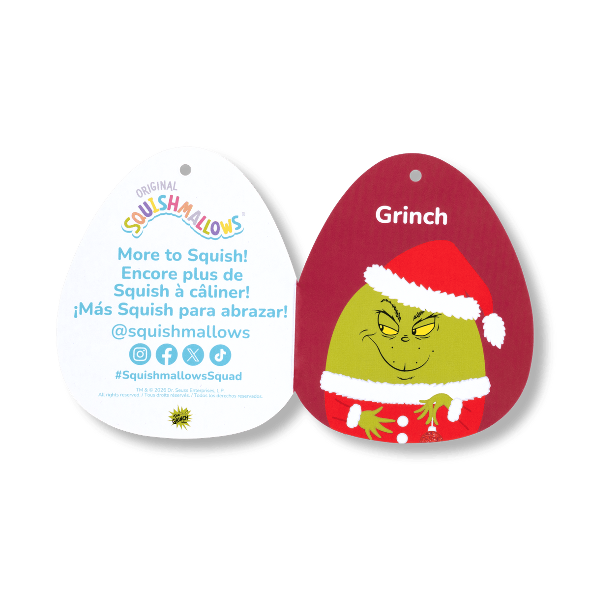 Squishmallows The Grinch in Santa Hat 8-Inch Plush