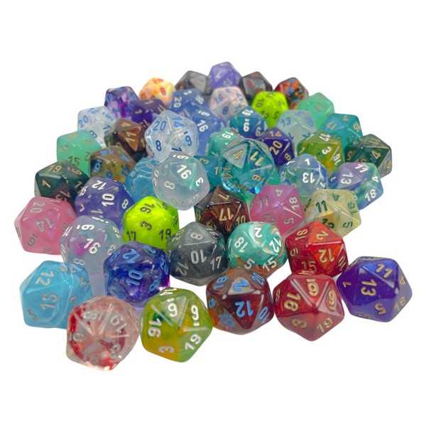 Bag of 50 Asst. Loose Signature Poly. d20 Dice 601982042257