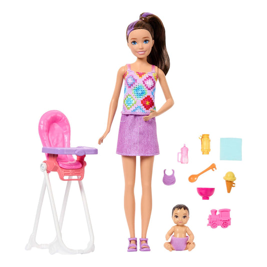 Barbie Family And Friends Collection Series Fashion Doll Figure Highchair Playset