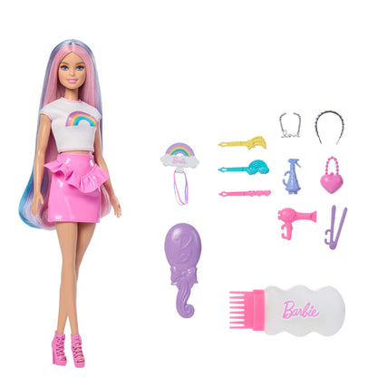 * Barbie Style Rainbow Sparkle Hair Play Doll