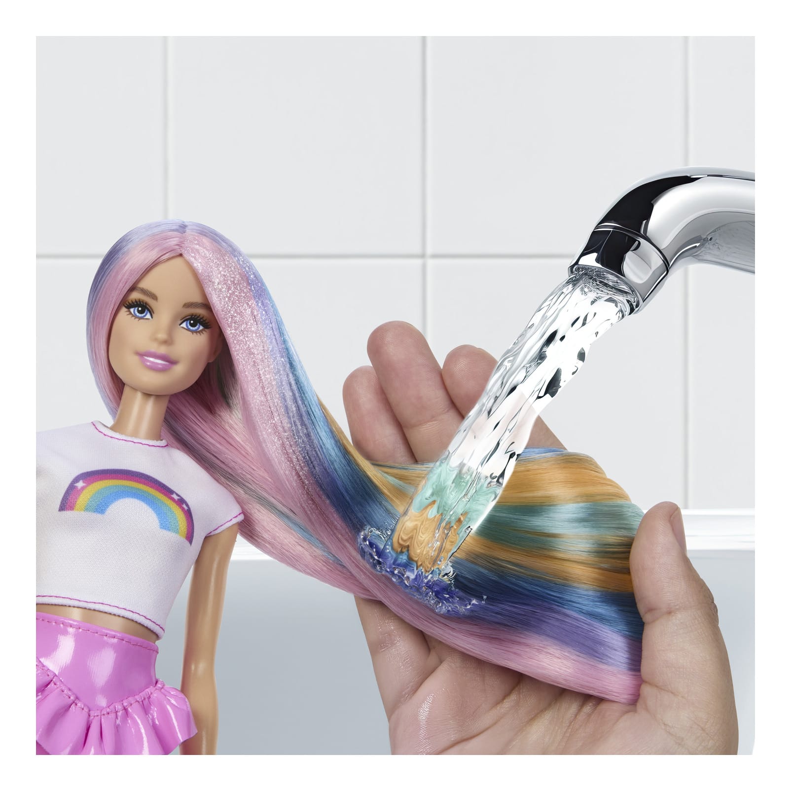 * Barbie Style Rainbow Sparkle Hair Play Doll