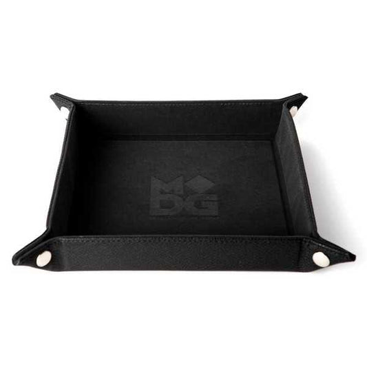 Fold Up Velvet Dice Tray: Black (Leather Backed) 852678889193