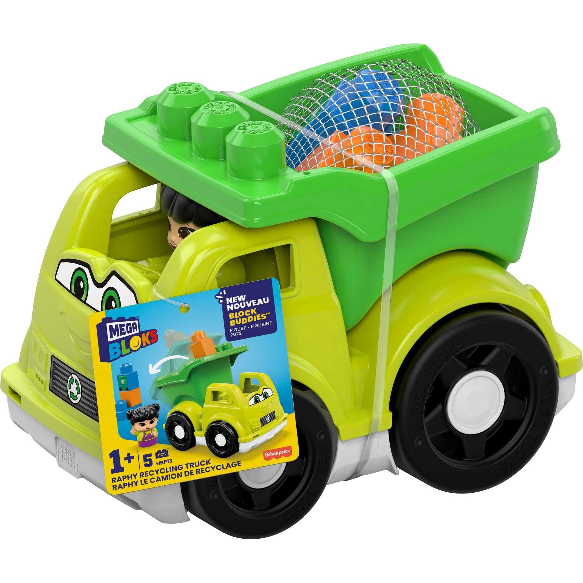 Mega Bloks Lil Vehicles Classic Assorted Building Set with Peter Police Car Dylan Dump Truck and Freddy Firetruck 0065541804081