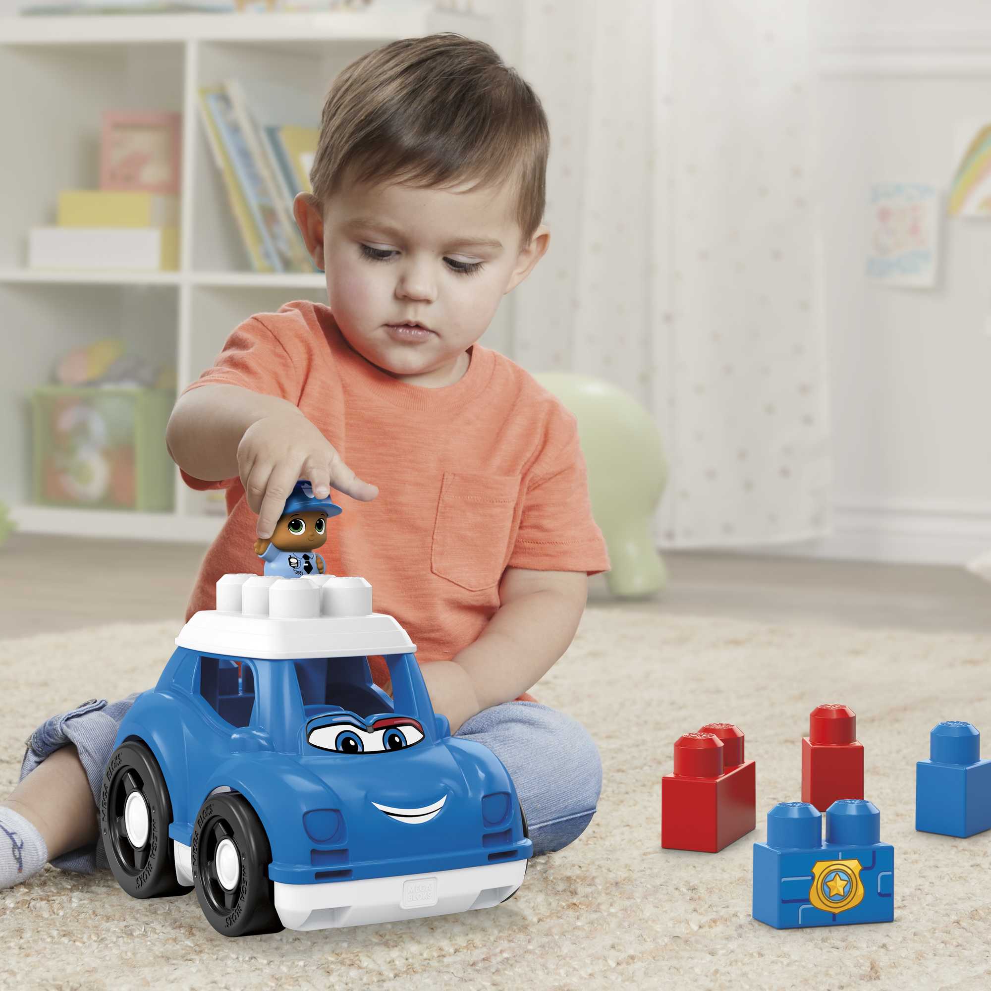 Mega Bloks Lil Vehicles Classic Assorted Building Set with Peter Police Car Dylan Dump Truck and Freddy Firetruck 0065541804081