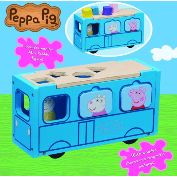 Peppa's: Wooden Play School Bus Shape Sorter 5029736072223