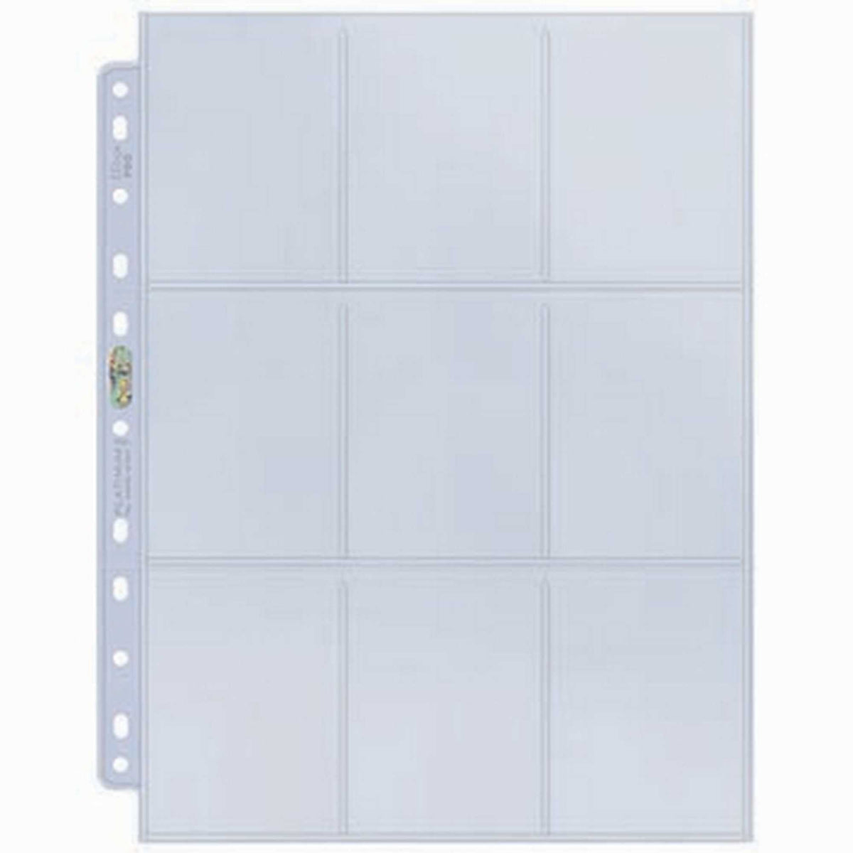 PLATINUM 9-Pocket Page for Standard Size Cards (11-Holes, Box 100) 74427834234