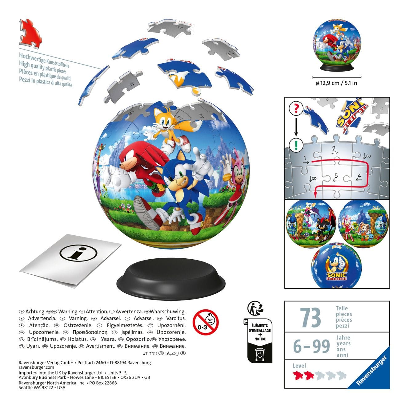 Sonic the Hedgehog 3D Puzzle Ball 72pc 4005556115921