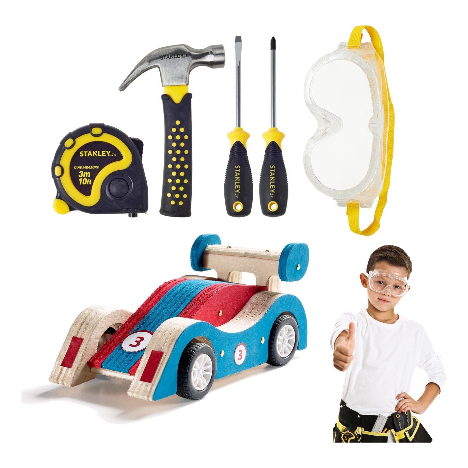 Stanley Jr. Pull Back Sports Car & 5 Piece Toolset
