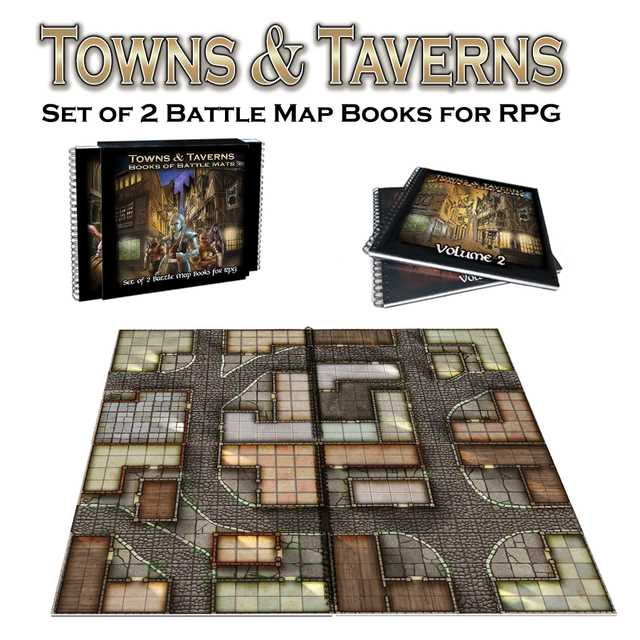 Towns and Taverns: Set of 2 Battle Map Books 9781912803156