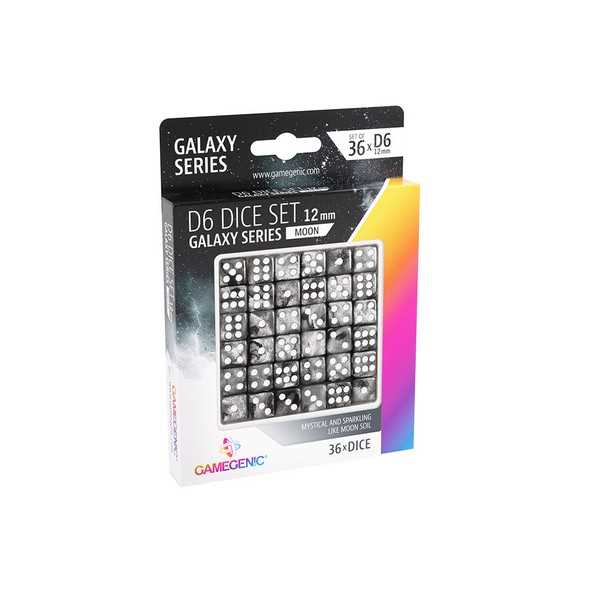 UNIT Gamegenic Galaxy Series - Moon -  D6 Dice Set 12 mm (36 pcs) Black 4251715405277
