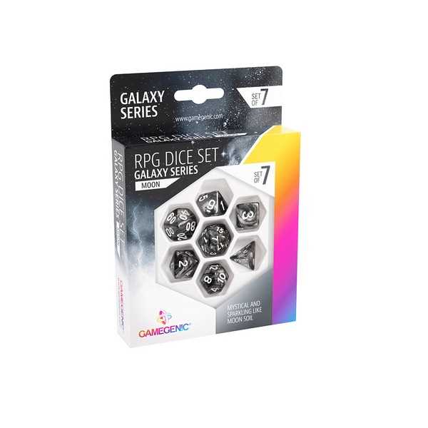 UNIT Gamegenic Galaxy Series - Moon - RPG Dice Set (7pcs) Black 4251715405079