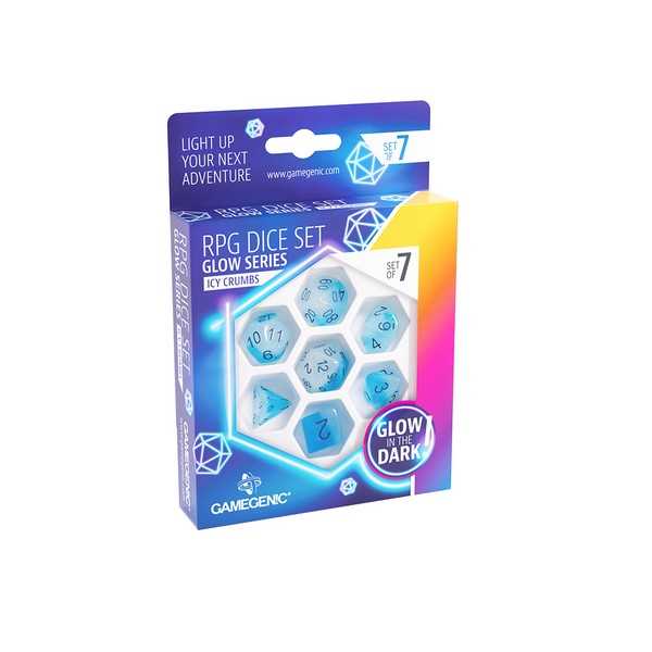 UNIT Gamegenic Glow Series - Icy Crumbs - RPG Dice Set (7 pcs) Blue 4251715405352