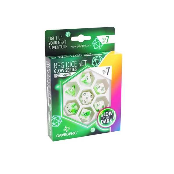 UNIT Gamegenic Glow Series - Toxic Stones - RPG Dice Set (7 pcs) Green 4251715405376