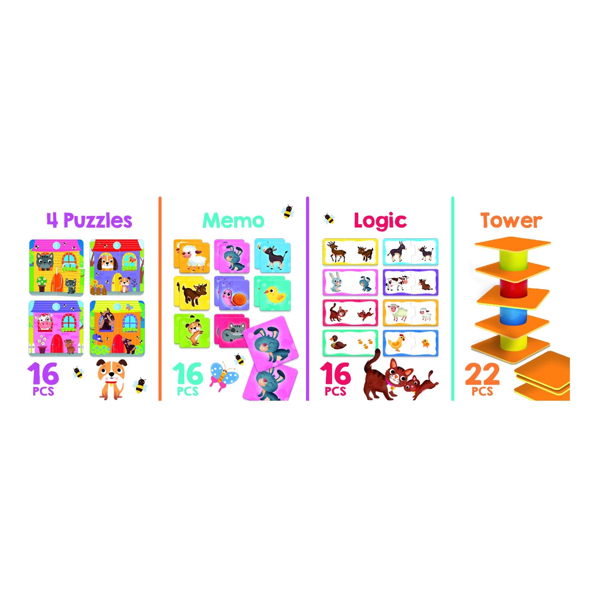 Lisciani Baby 4in1 Edu Games - Educational Activity Kit With Multiple Learning Activities For Toddlers