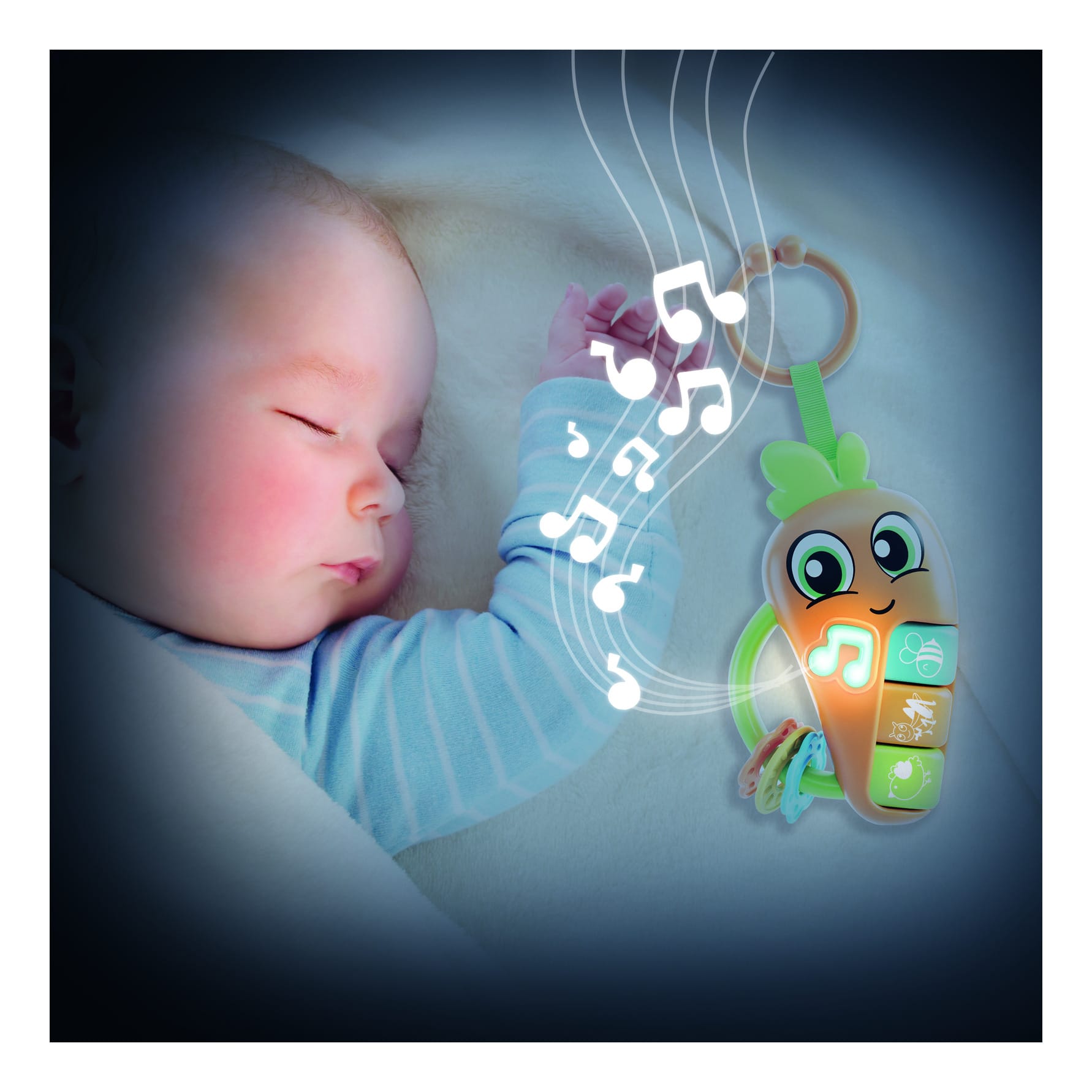 Lisciani Baby Carrot Rattle - Sensory Development Toy With Melodies, Animal Sounds, Teething Ring, Calming Lullabies