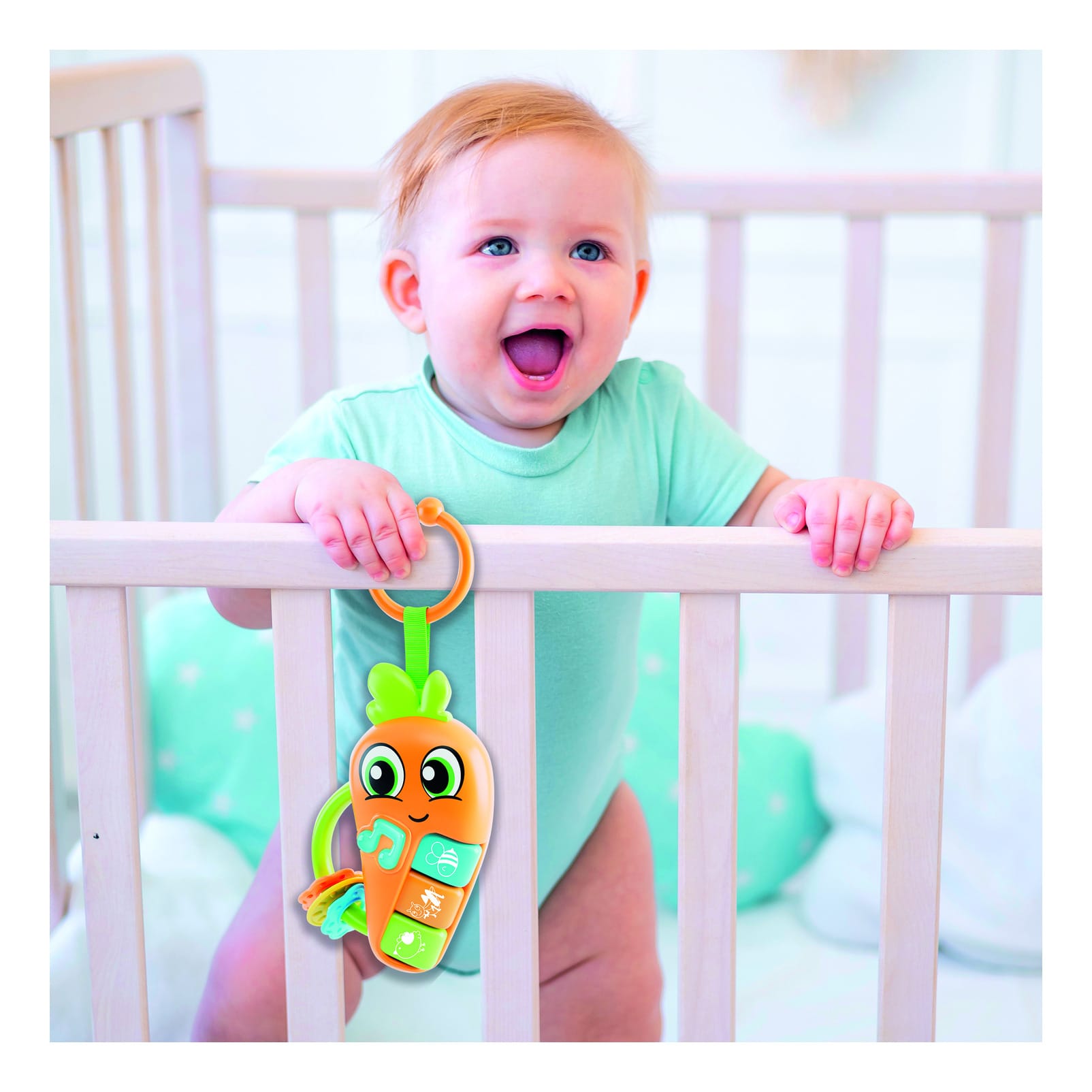 Lisciani Baby Carrot Rattle - Sensory Development Toy With Melodies, Animal Sounds, Teething Ring, Calming Lullabies