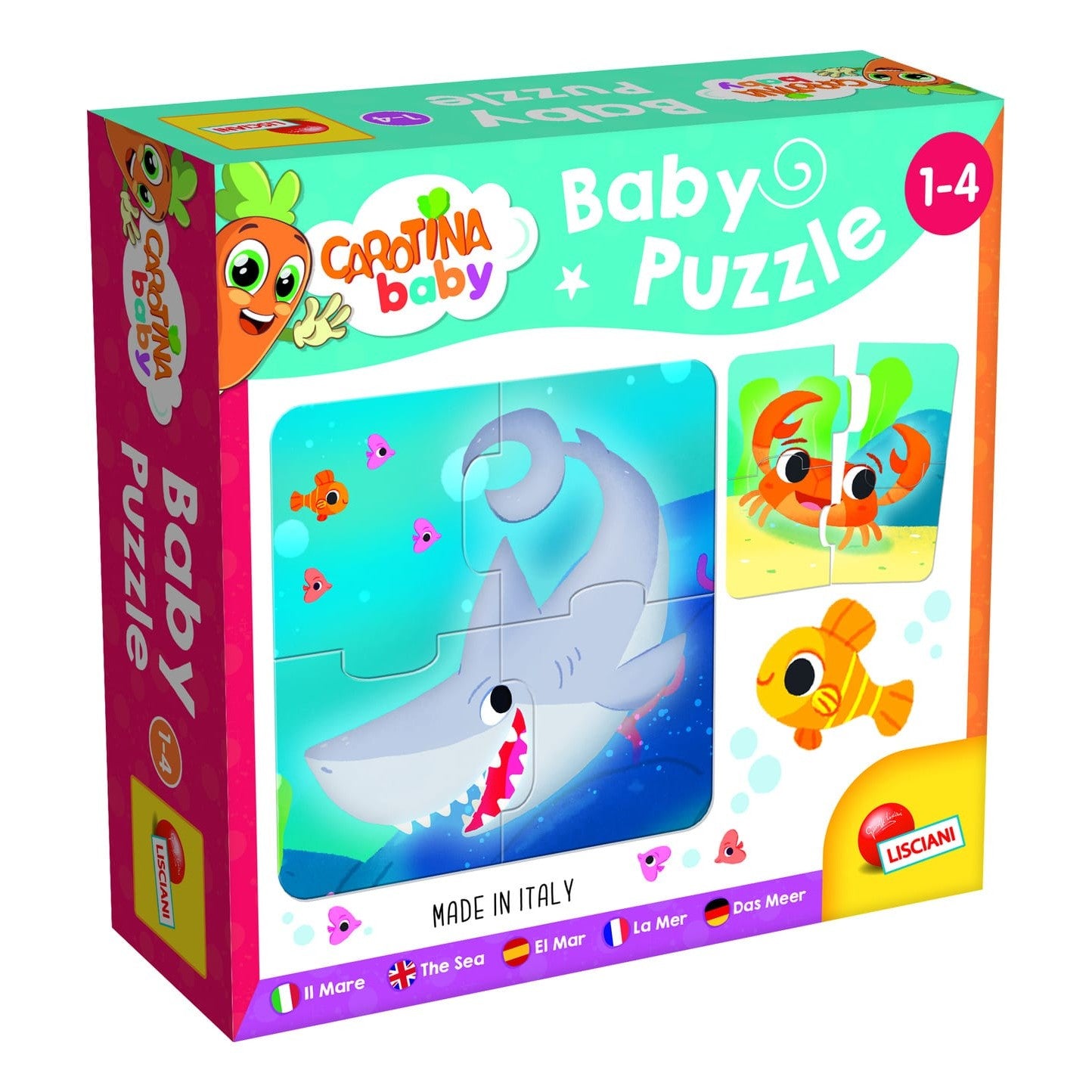 Lisciani Baby Puzzle Sea Life - Six Sea Animal Puzzles to Build Logic and Animal Recognition
