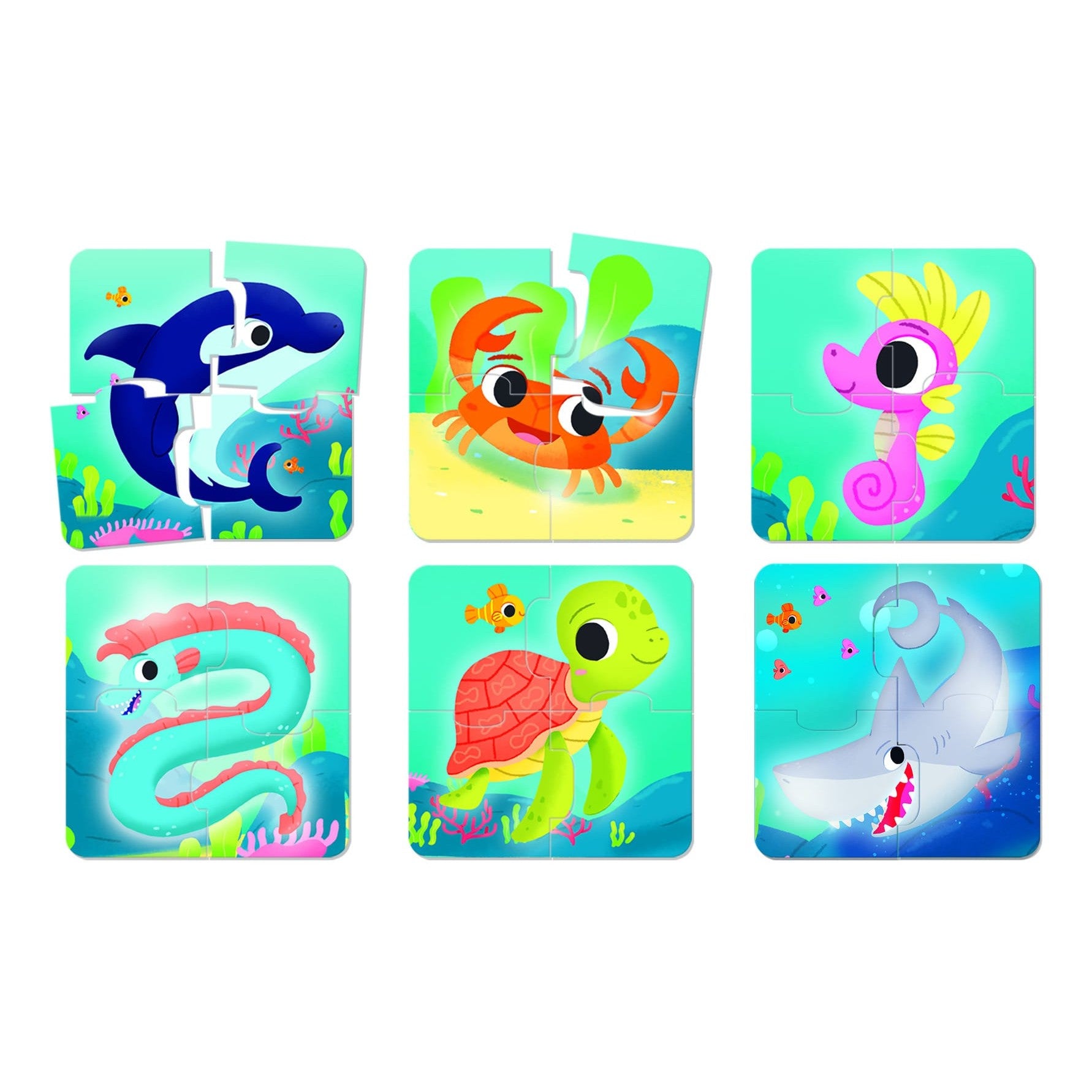 Lisciani Baby Puzzle Sea Life - Six Sea Animal Puzzles to Build Logic and Animal Recognition
