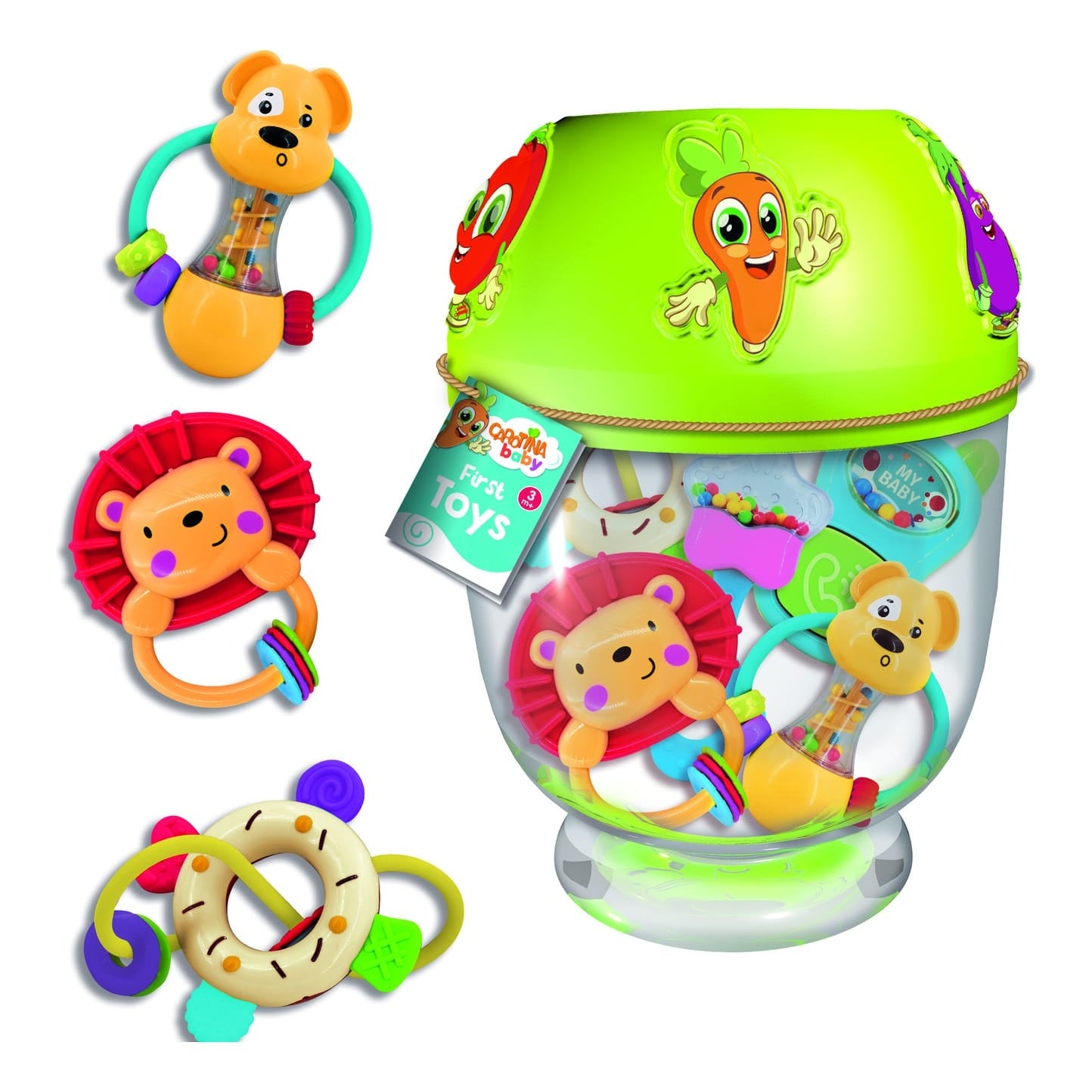 Lisciani Baby Sensory Toys - Five Colorful Toys In Transparent Container For Early Sensory Discoveries